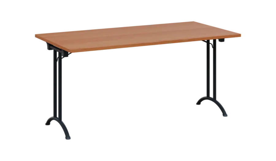 SLA 160 lak skládací jednací stůl 1600x800, deska 25 mm, podnož černý lak, deska olše jantar